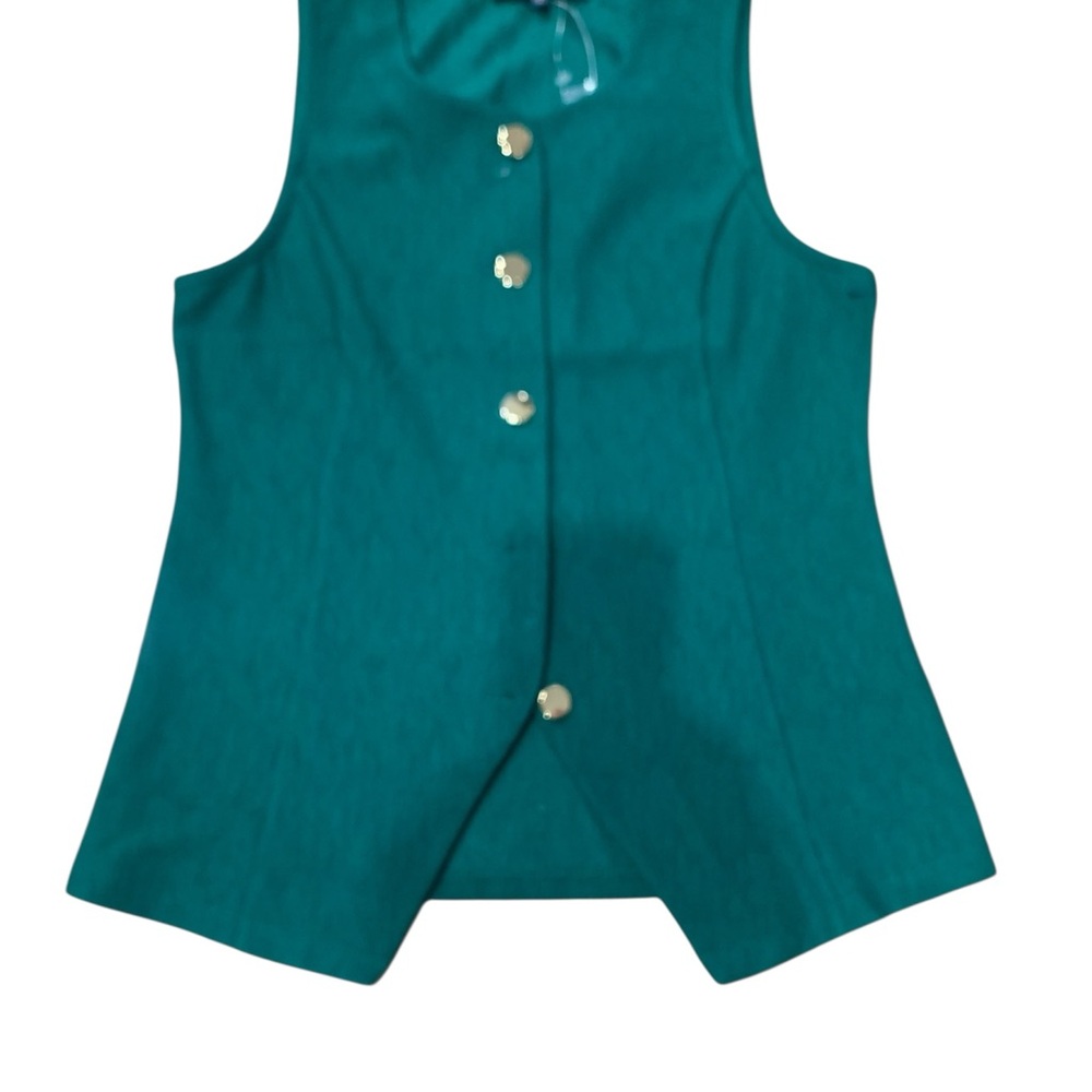 Teal Sleeveless Vest with Gold Buttons Rachel Roy size S